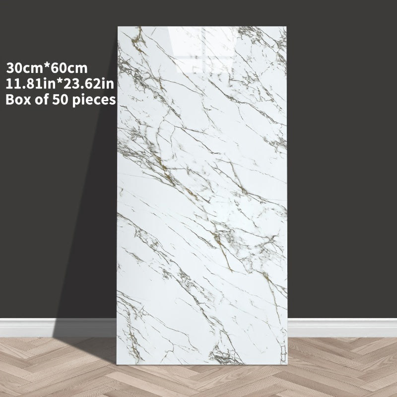 Marble Effect Self-Adhesive Wall Tiles Vinyl Waterproof Easy to Clean for Bathroom Kitchen Living Room Bedroom Pack of 10 20 or 50
