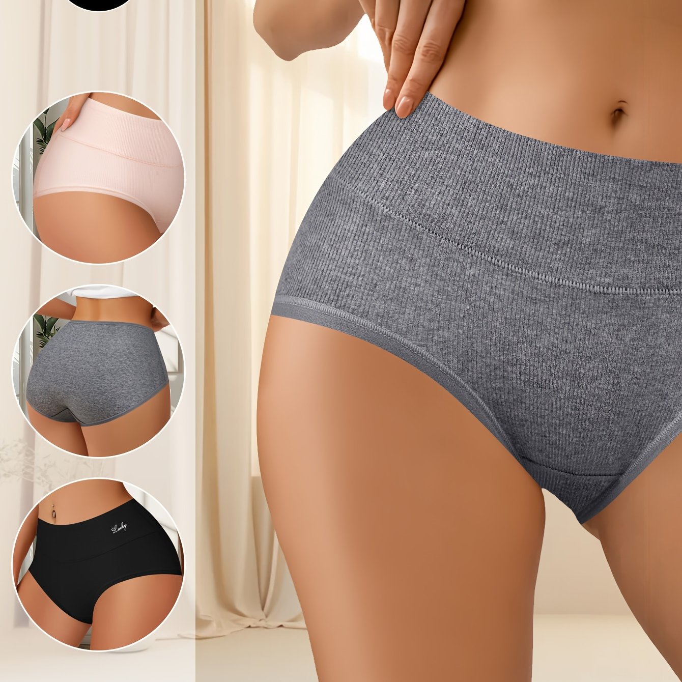Women's Cotton Briefs 3-Pack Mid-Waist Breathable Skin-Friendly Underwear