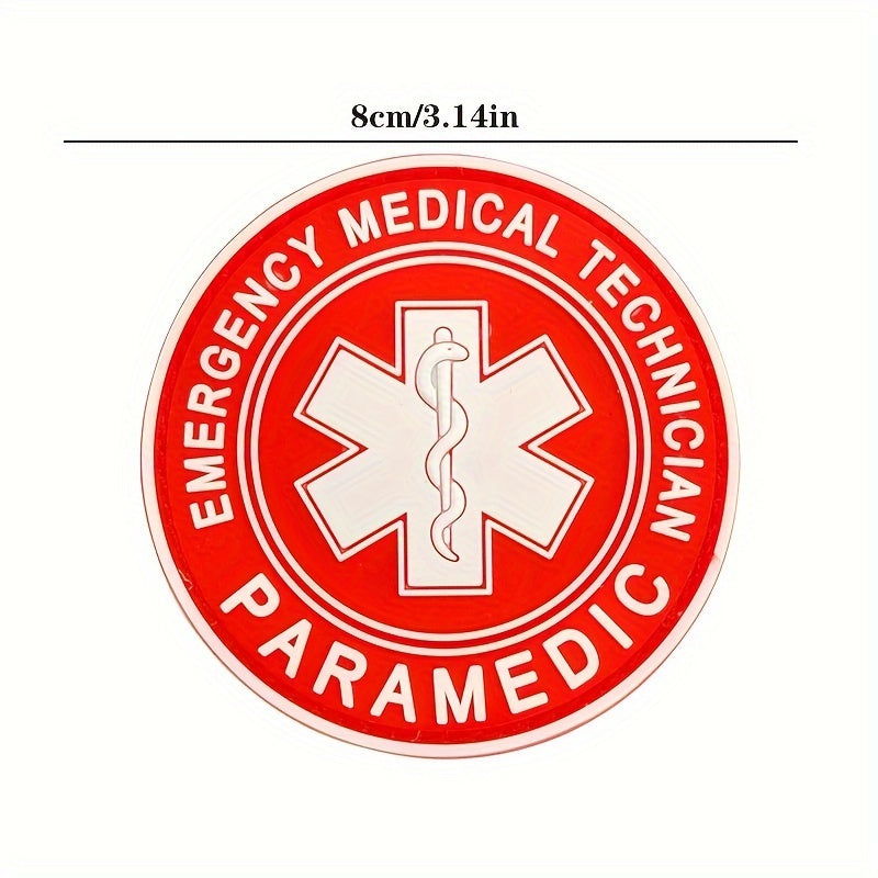 PVC Rubber Paramedic Badge with Star of Life for First Aid and Backpack Attachment