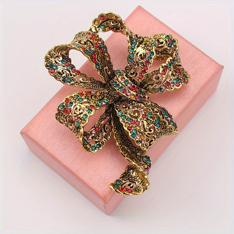 Lace Bow Brooch with Crystal Details for Celebrations and Events