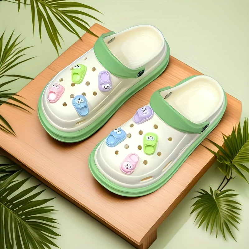 Women's EVA Beach Sandals Light Beige Green Cartoon Frog Ventilation Anti-Slip