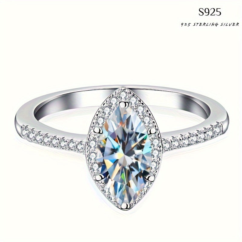 Sterling Silver Moissanite Ring with 18K Gold Plating Festive Holiday Theme December Birthstone