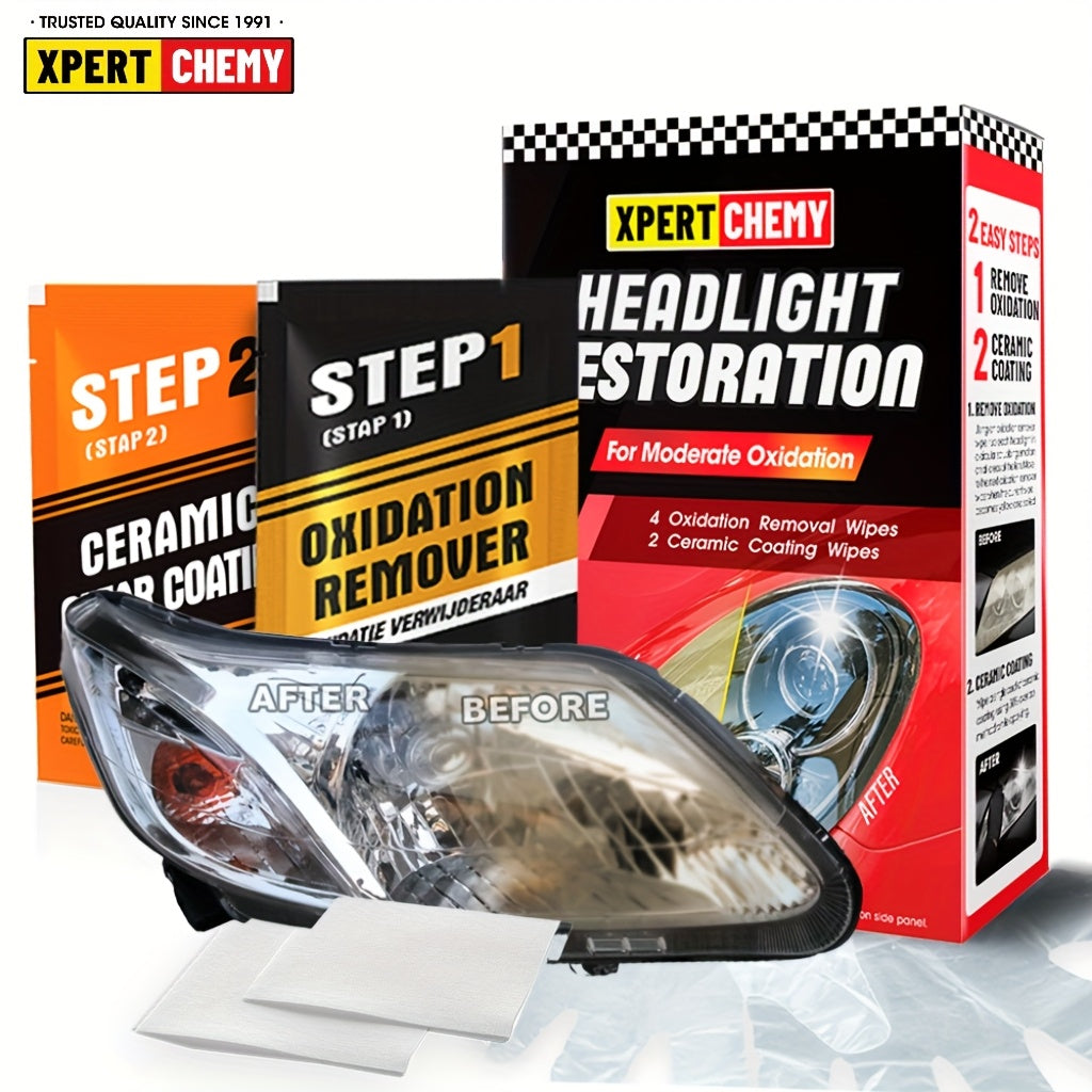 Headlight Restoration Kit - 2-Step UV Clear Coat for Sun Damage
