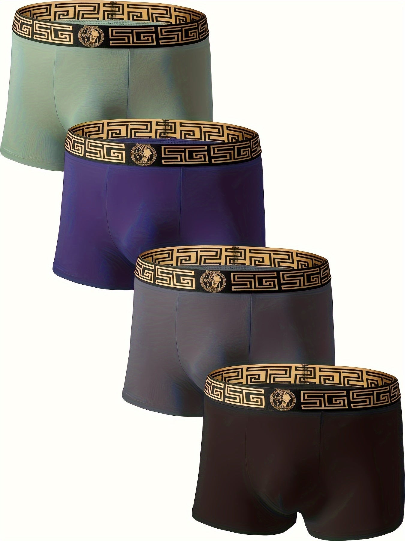 Men's Viscose Boxer Briefs 4-Pack Breathable Medium Stretch Portrait Pattern