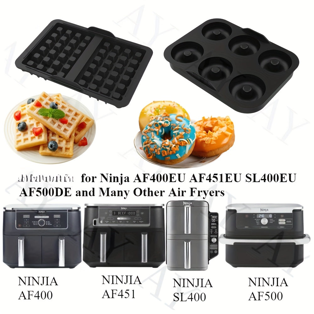 Kompakt 2 dona vafli donat shakllari, yopishmaydigan silikon qoplamalar, havo fritöz pechda pishirish uchun