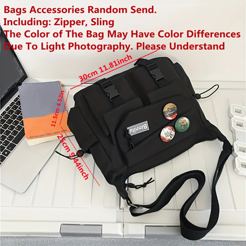 Nylon Shoulder Bag for Men and Students Large Capacity Casual Messenger Bag White