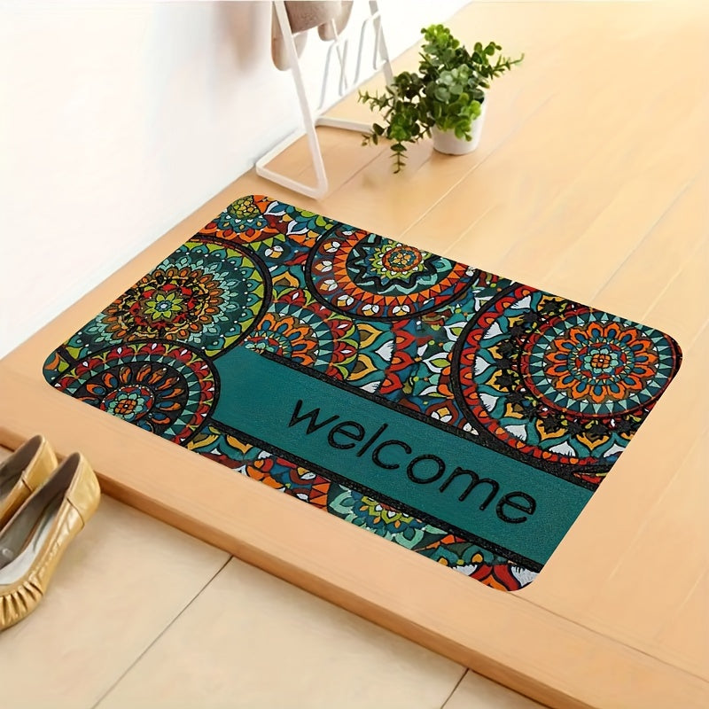 Bohemian Doormat Rug, Machine Washable, Bedroom Living Room Decor