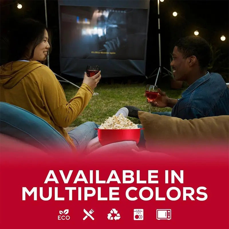 Silicone popcorn maker BPA-free collapsible lid dishwasher safe easy to use