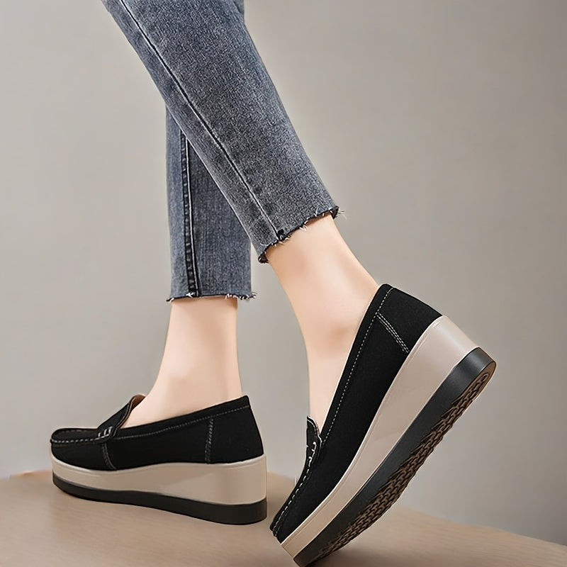 Women's Wedge Loafers Casual Slip-On Platform Shoes Comfortable