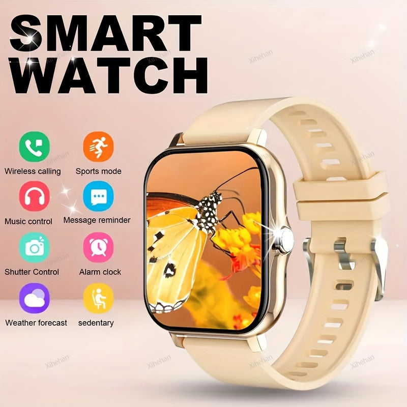 Men Women 1.83 Inch Touch Screen Smartwatch Fitness Tracker Wireless Calls Message Alerts Sports Modes Music Control Compatible with Android iPhone