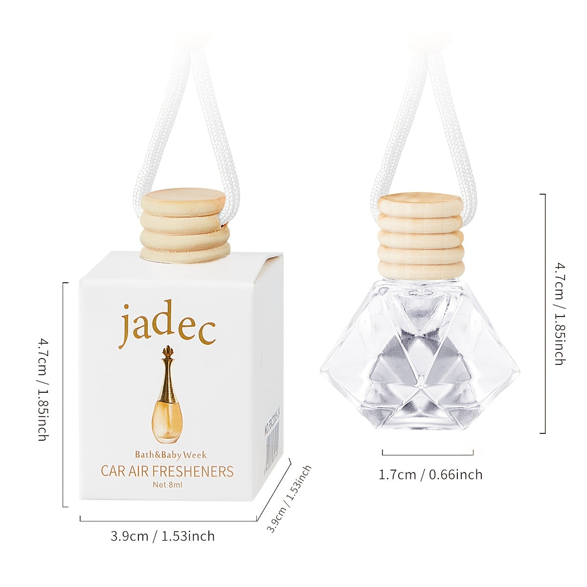 Set of 4 Long-Lasting Car Air Fresheners with Essential Oils and Perfume Champagne Floral Scents Alcohol-Free