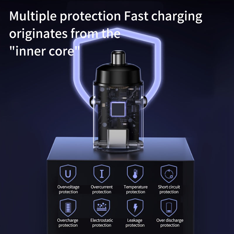 Mini tez zaryadlash avtomobil zaryadkasi, ikki portli Type C PD3.0, portativ mat