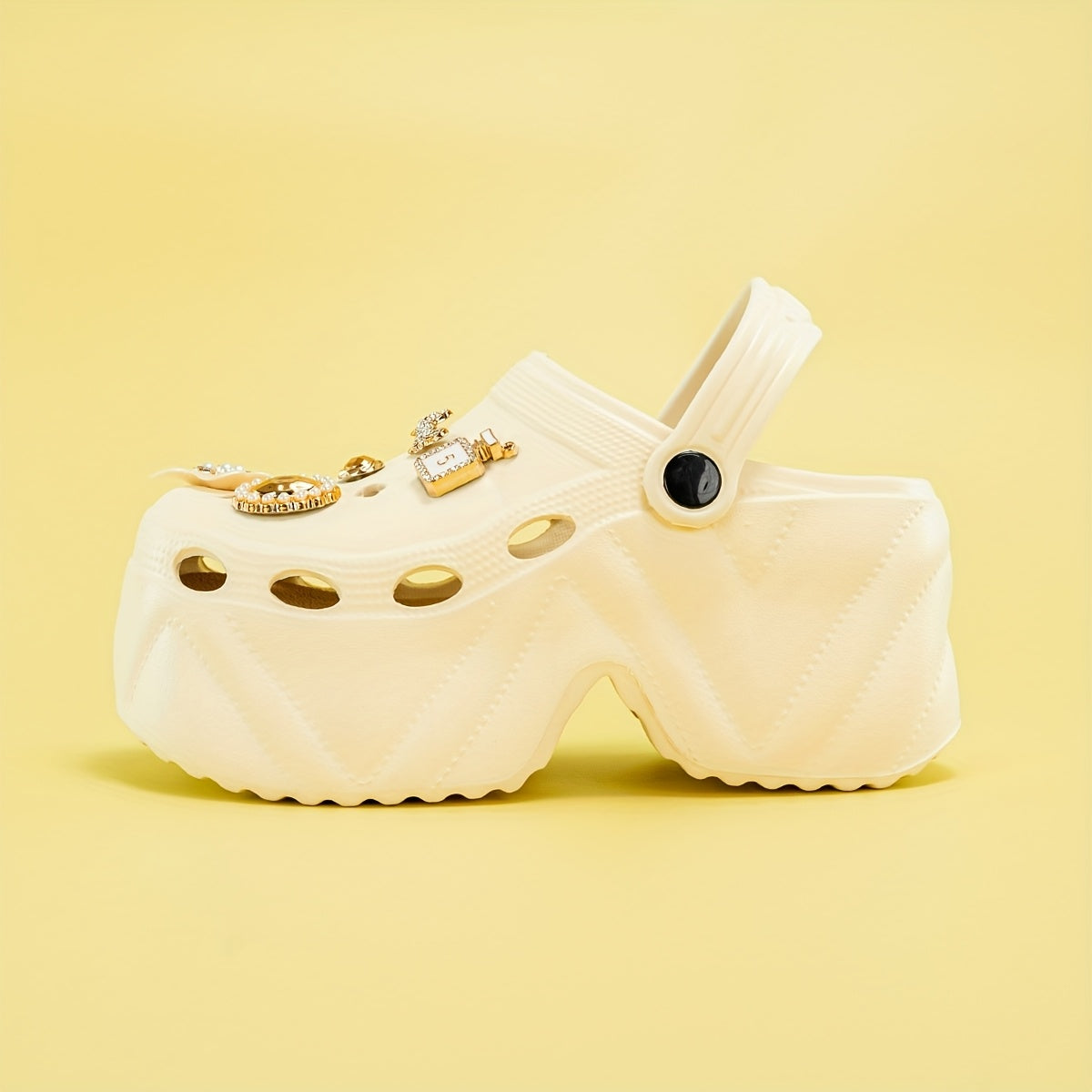 Women Camellia Embellished Platform Mules Closed Toe EVA Clogs