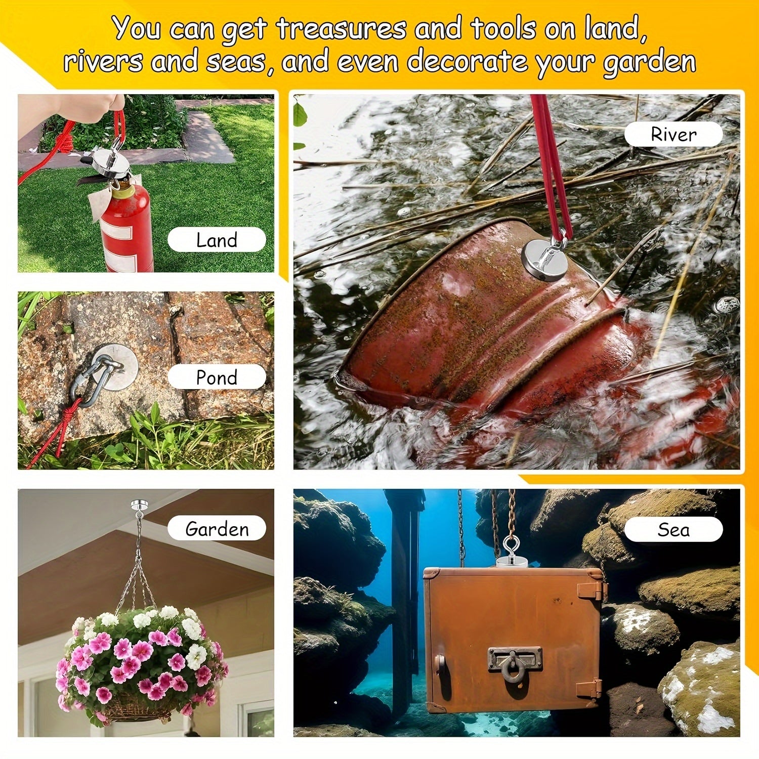 Neodymium Fishing Magnet with Eyebolt Heavy Duty Metal Wall Mount Polished Finish