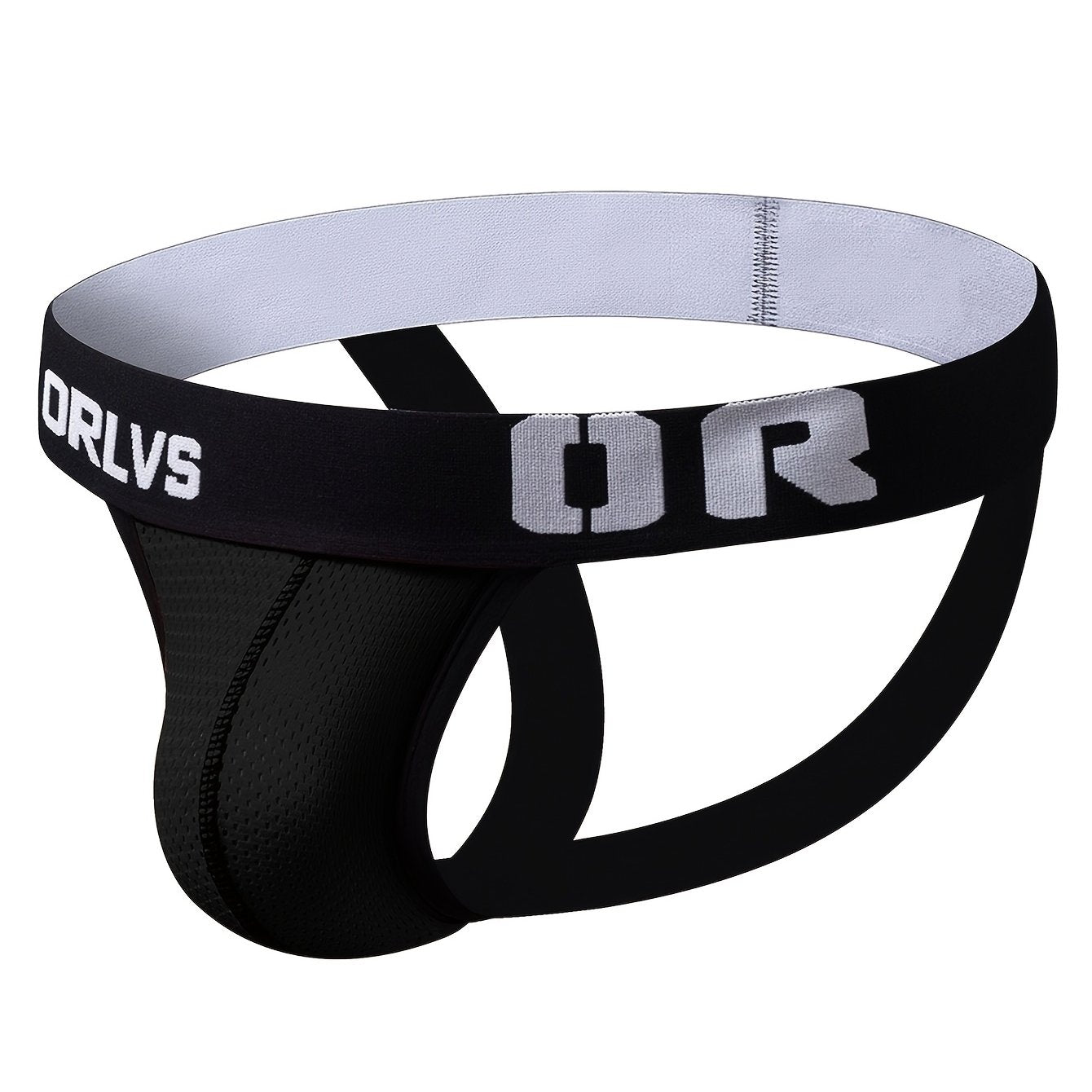 Men's Black Low-Rise Jockstrap with Mesh Detail Breathable Nylon Blend Athletic Supporter