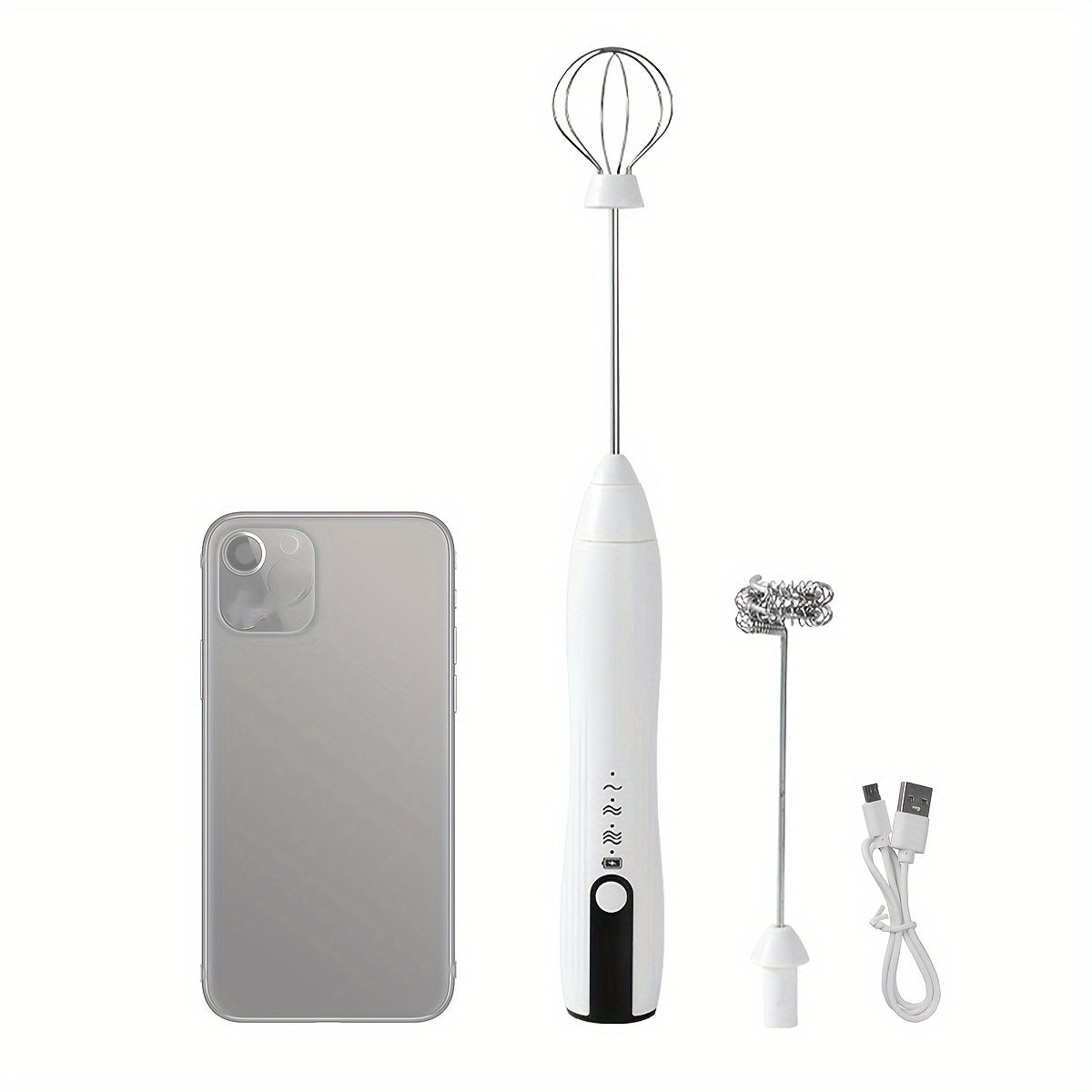 Electric Rechargeable Whisk for Eggs and Coffee, Double Head, 8000 RPM