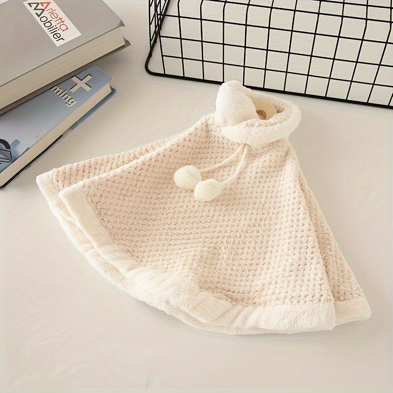 Coral Fleece Hand Towel with Hanger Hook for Kitchen Bathroom Quick Drying