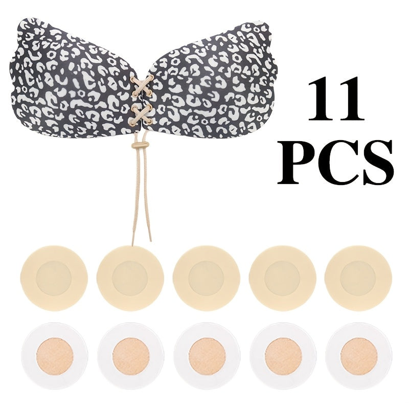 Strapless Adhesive Lift Bra for Open Back Styles with Silicone Nipple Covers