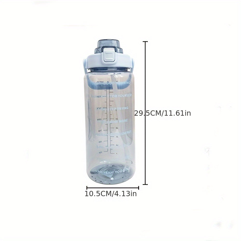 Large Capacity Sports Water Bottle with Straw 2000ml Leak-Proof Durable PC