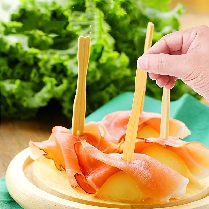 Set of 50/80/160/300 Mini Bamboo Forks Wooden Appetizer Picks for Charcuterie Boards and Party Food