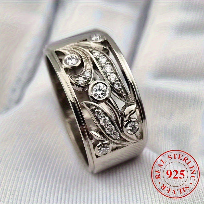 Sterling Silver Ring with Cubic Zirconia Stones for Engagement and Wedding