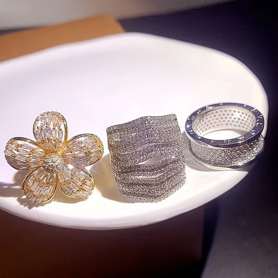 Juego de 10 anillos de zirconia cúbica sintética para mujer con diseños de corazones y piedra de nacimiento de agosto