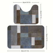 Set of 2 Microfiber Bathroom Rugs Non-Slip Absorbent Foam Bathtub and U-Shaped Mats