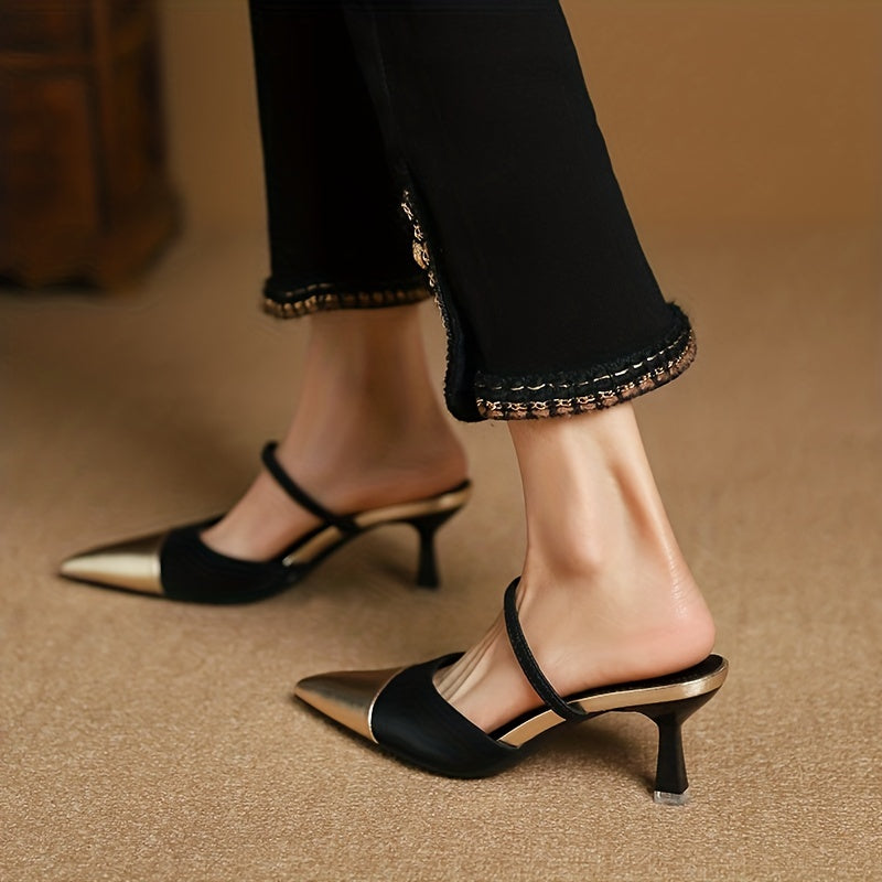 Ayollar uchun zamonaviy ikki rangli uchburchakli oyoq kiyimlari, bilak bog‘lamlari bilan