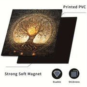 Magnitli idish-tovoq yopishqoq stiker, suv o'tkazmaydigan, issiqlikka chidamli, metall paneli, daraxt dizayni