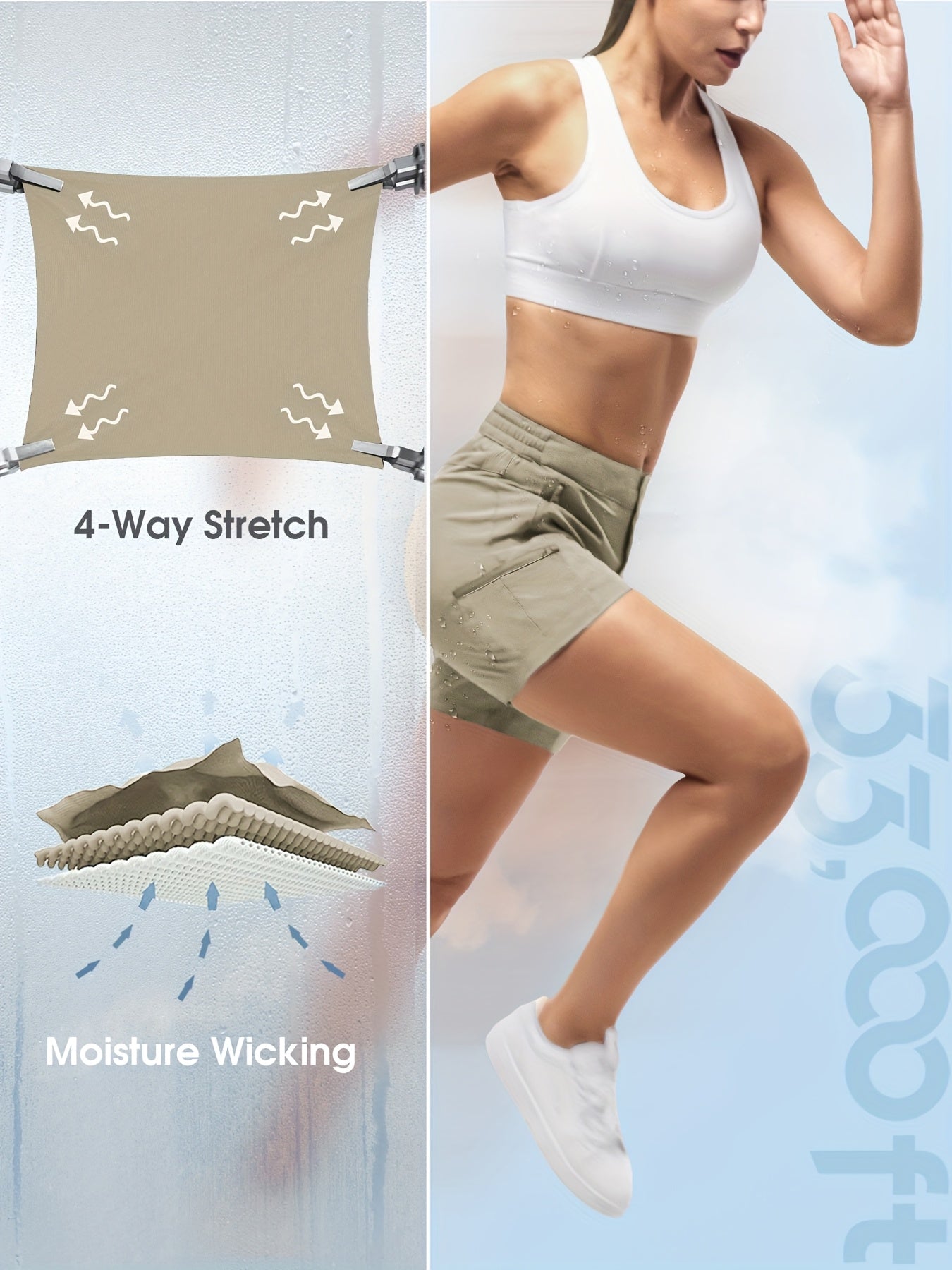 Women's Quick Dry Golf Shorts 12.7 Inch Inseam Stretch Packable Casual