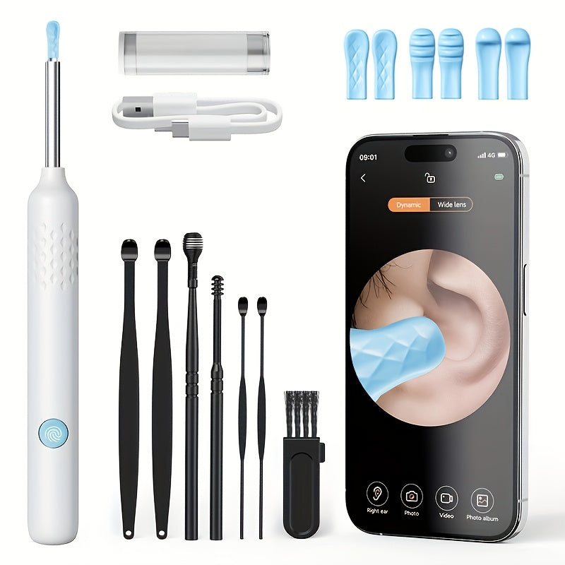 Intelligent Ear Wax Remover with Camera Rechargeable Ear Cleaner Kit with Ear Scoop and Pick