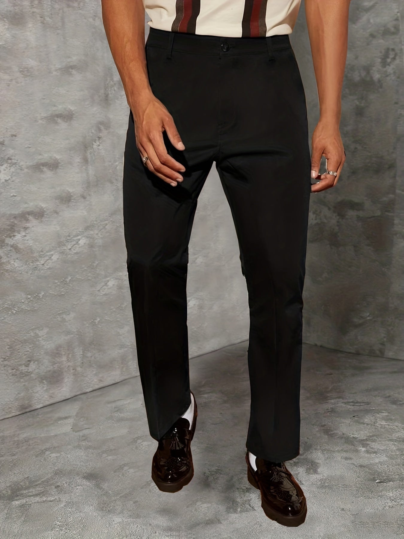 Men's Plus Size Casual Business Solid Polyester Pants