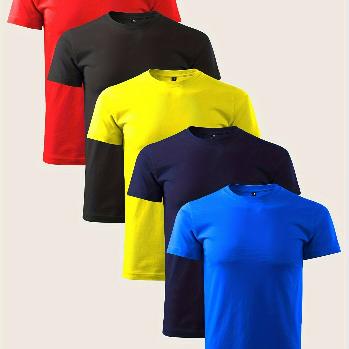 5 dona plus-size erkaklar uchun futbolkalar to'plami, yozgi sport va tasodifiy kiyimlar uchun mukammal, tez quriydigan va nafas oladigan mato bilan.