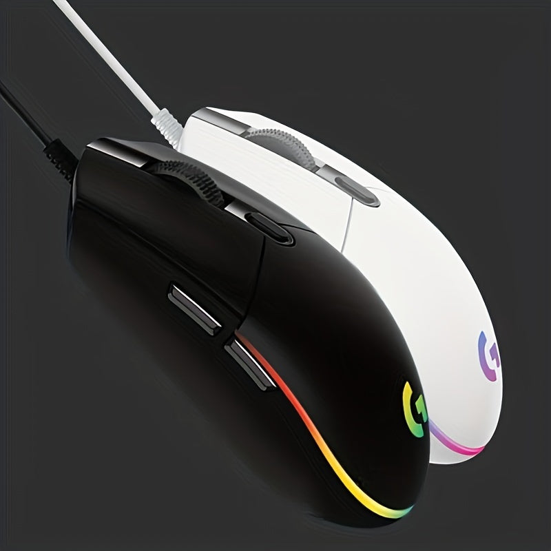 Ratón de juego con cable con iluminación RGB, sensor óptico de 8000 DPI, para diestros, USB para PC y portátil