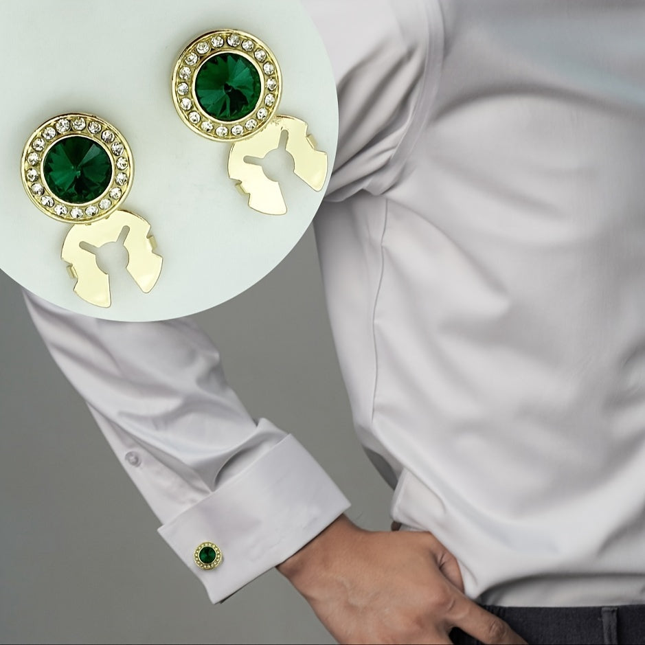 Ikkita tugma qopqog'i - Erkaklar va ayollar uchun porloq rhinestone mansheti, rasmiy va norasmiy kiyimlar uchun mos, maxsus tadbirlarda sovg'a berish uchun ajoyib
