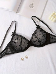 Women's Heart Print Sexy Lingerie Semi-Sheer Knit Polyester Elastane Hand Wash