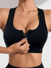 1-qismli ayollar uchun sport brassasi, fermuarsiz orqa qismi, bo'sh joyli, tikuvsiz, o'rtacha qo'llab-quvvatlash, olib tashlanadigan to'ldiruvchi, to'qilgan mato, 90% elastan, bir rangda, yoga, fitnes va tasodifiy kiyim uchun.