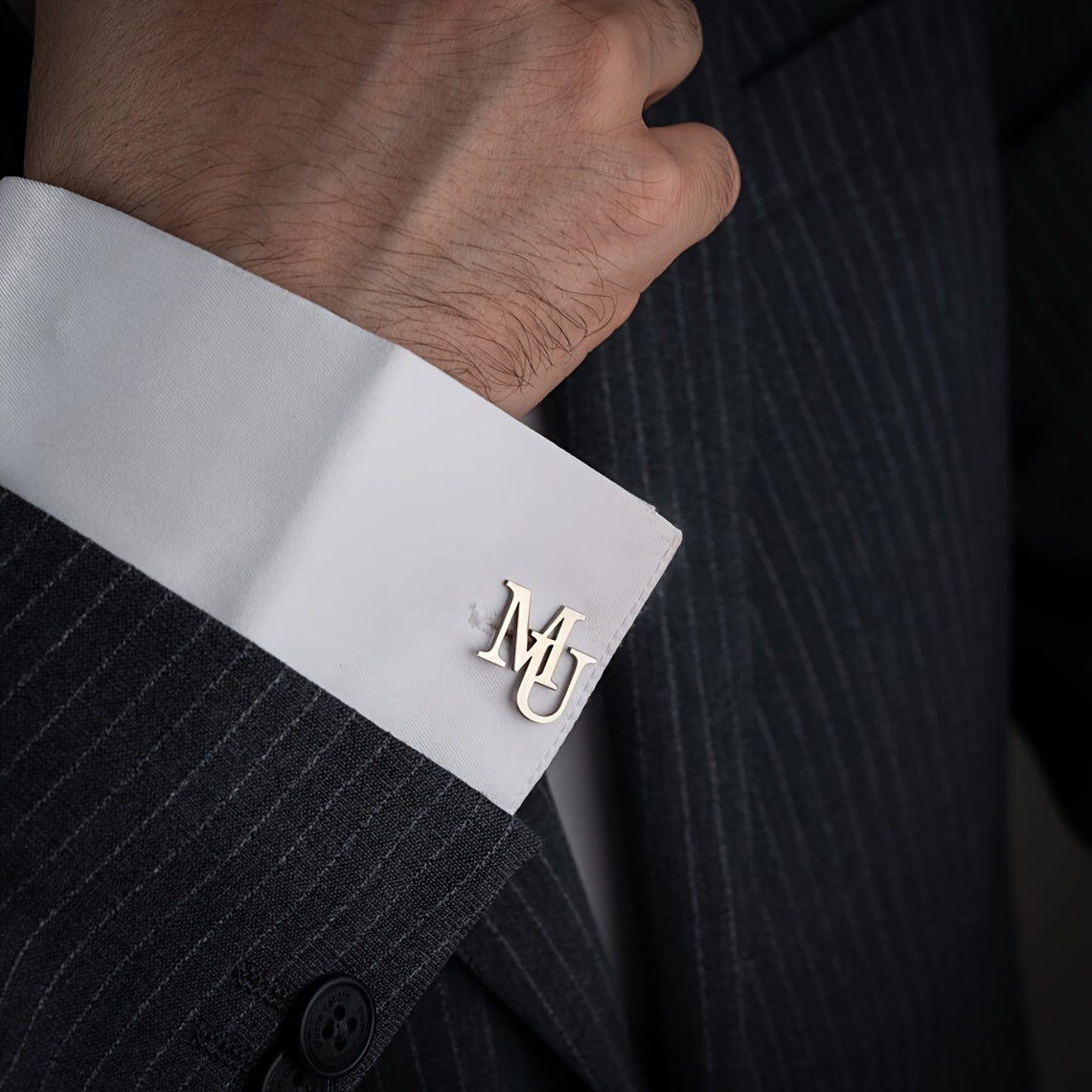 Men's Stainless Steel Cufflinks Personalized Two-Letter Formal Wedding Business Accessories