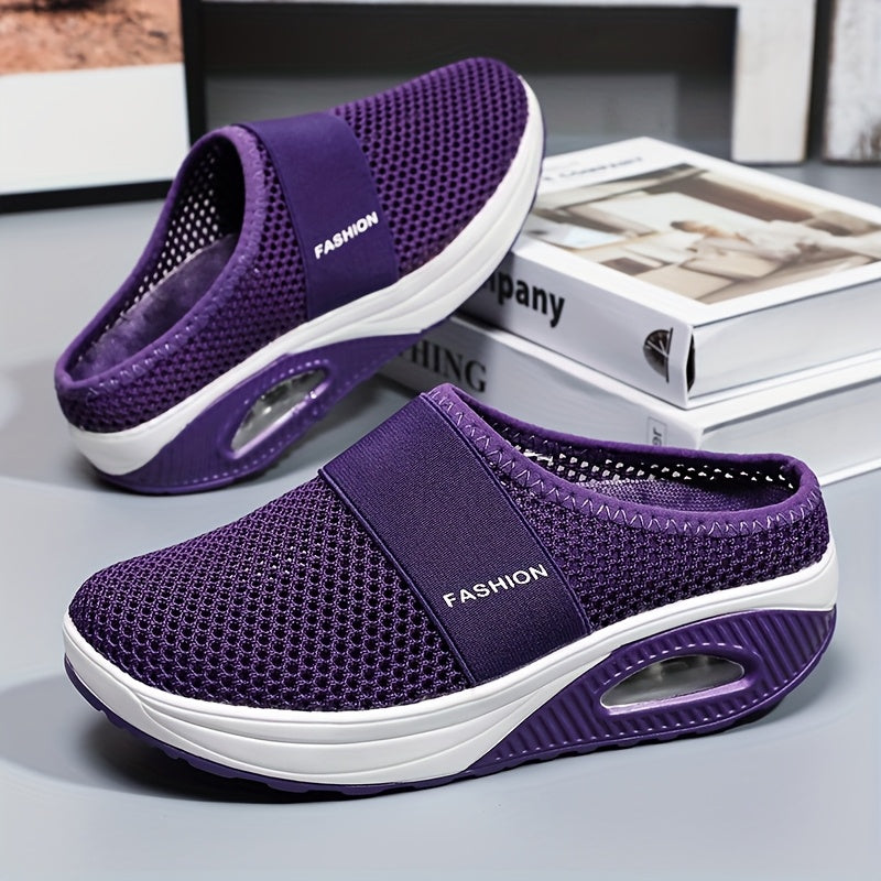 Ayollar uchun nafas oluvchi mesh slip-on platform sport poyabzali, kundalik va barcha mavsum uchun oyoq kiyim