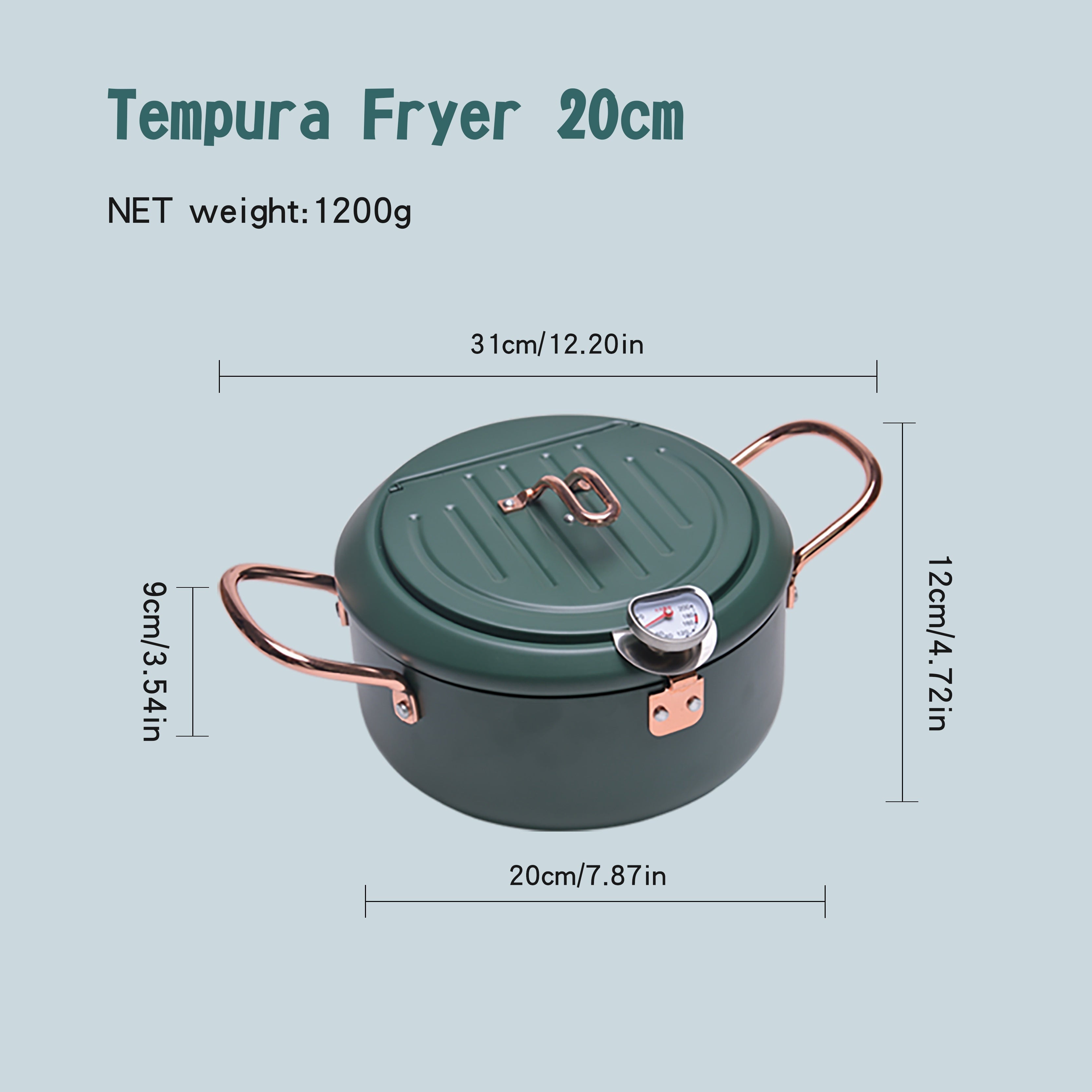 Stainless Steel Deep Fryer with Temperature Gauge and Splash Prevention for Gas and Induction