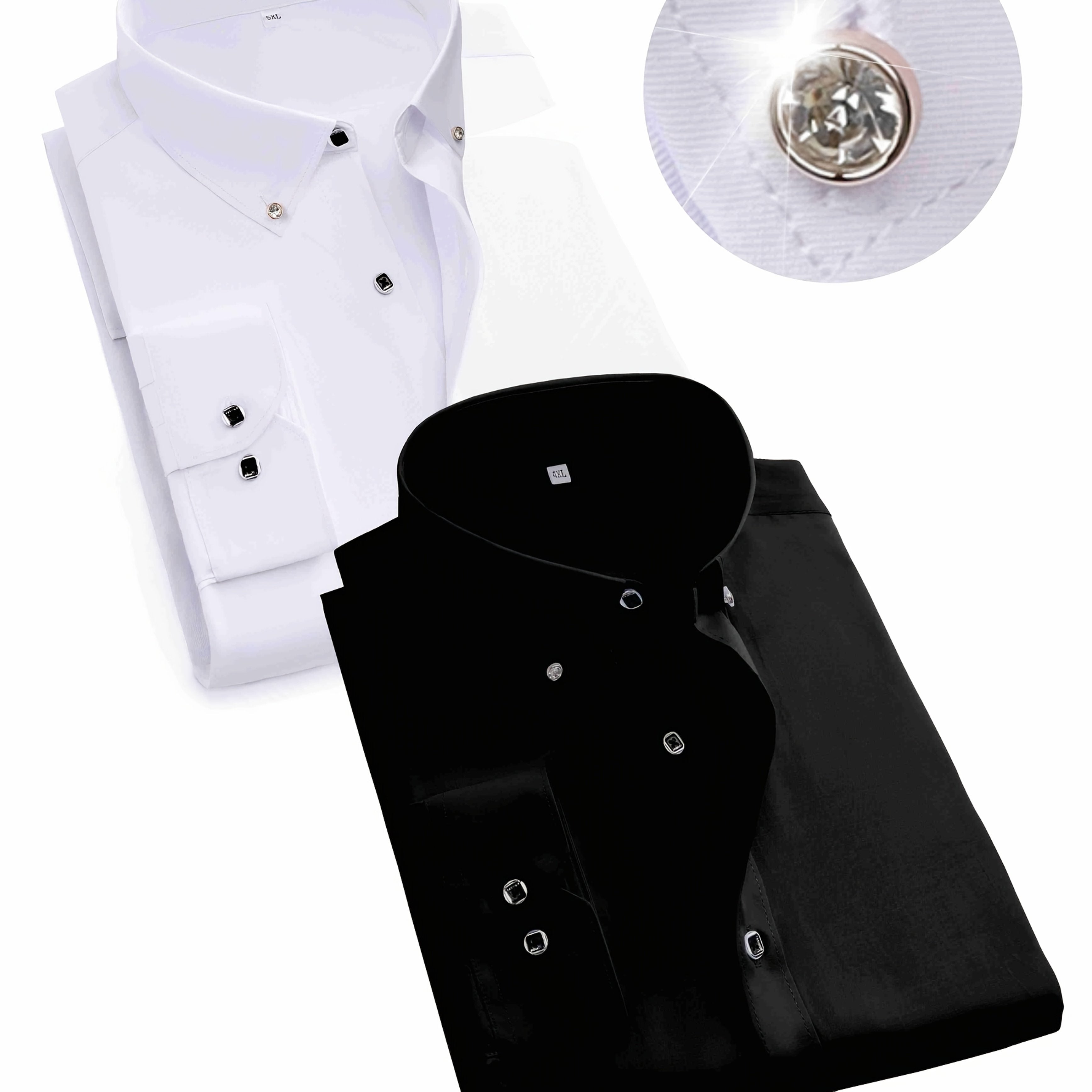 Men's Plus Size Dress Shirts Long Sleeve Collared Button-Up for Business Spring Fall