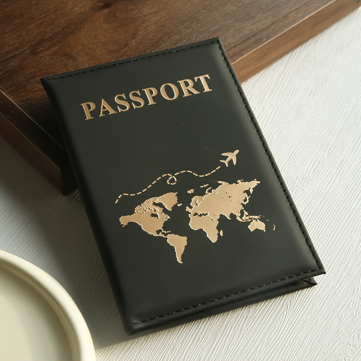 Set of Two Faux Leather Passport Covers for International Travel Lightweight Foldable Unlined