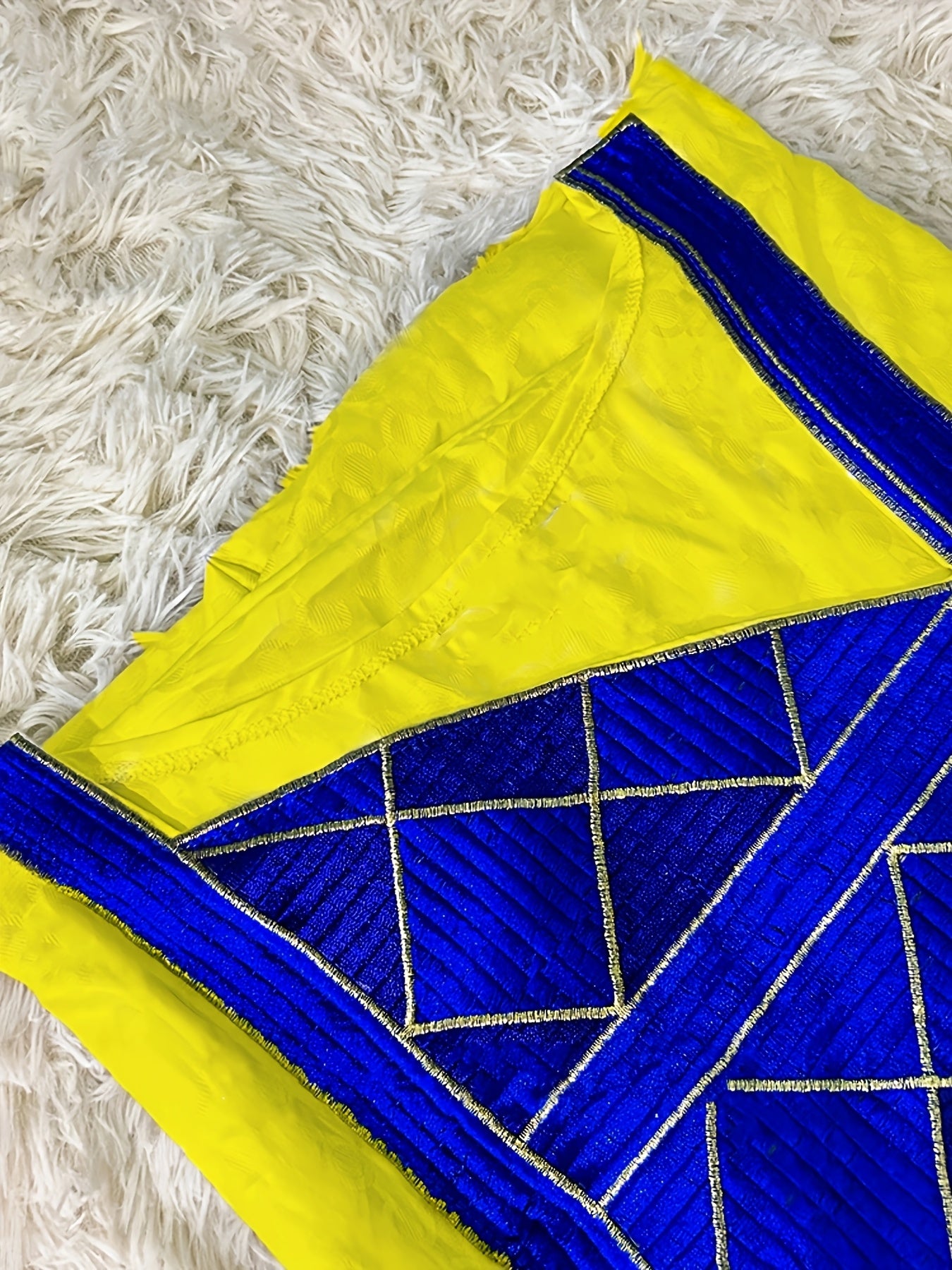 Women's Blue And White Long Bazin Riche Gown For Weddings