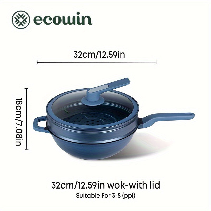 "Ecowin Non-Stick Blue Diamond Coated Wok with Steamer" ni taqdim etamiz - 27.94 sm/32.0 sm katta o'lchamlarida mavjud, bu wok mustahkam, korroziyaga chidamli va barcha plitalar bilan mos keladigan qilib ishlab chiqarilgan. Kuzda pishirish uchun mukammal.
