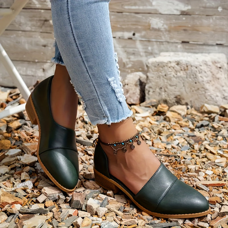 Women's Solid Color Ankle Boots Platform Chunky Heel Faux Leather