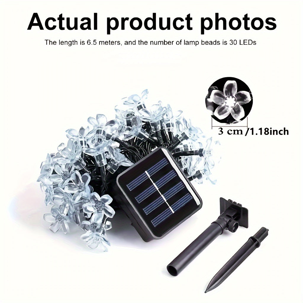 Luces de cadena solares exteriores en forma de cereza con 20/50/100 LED, impermeables IP44, blanco cálido o blanco
