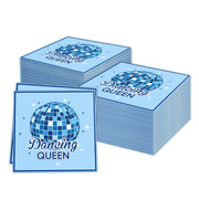 Set of 20 Blue Disco Ball Party Napkins 3-Ply Soft Paper for Birthdays Holidays Bridal Showers
