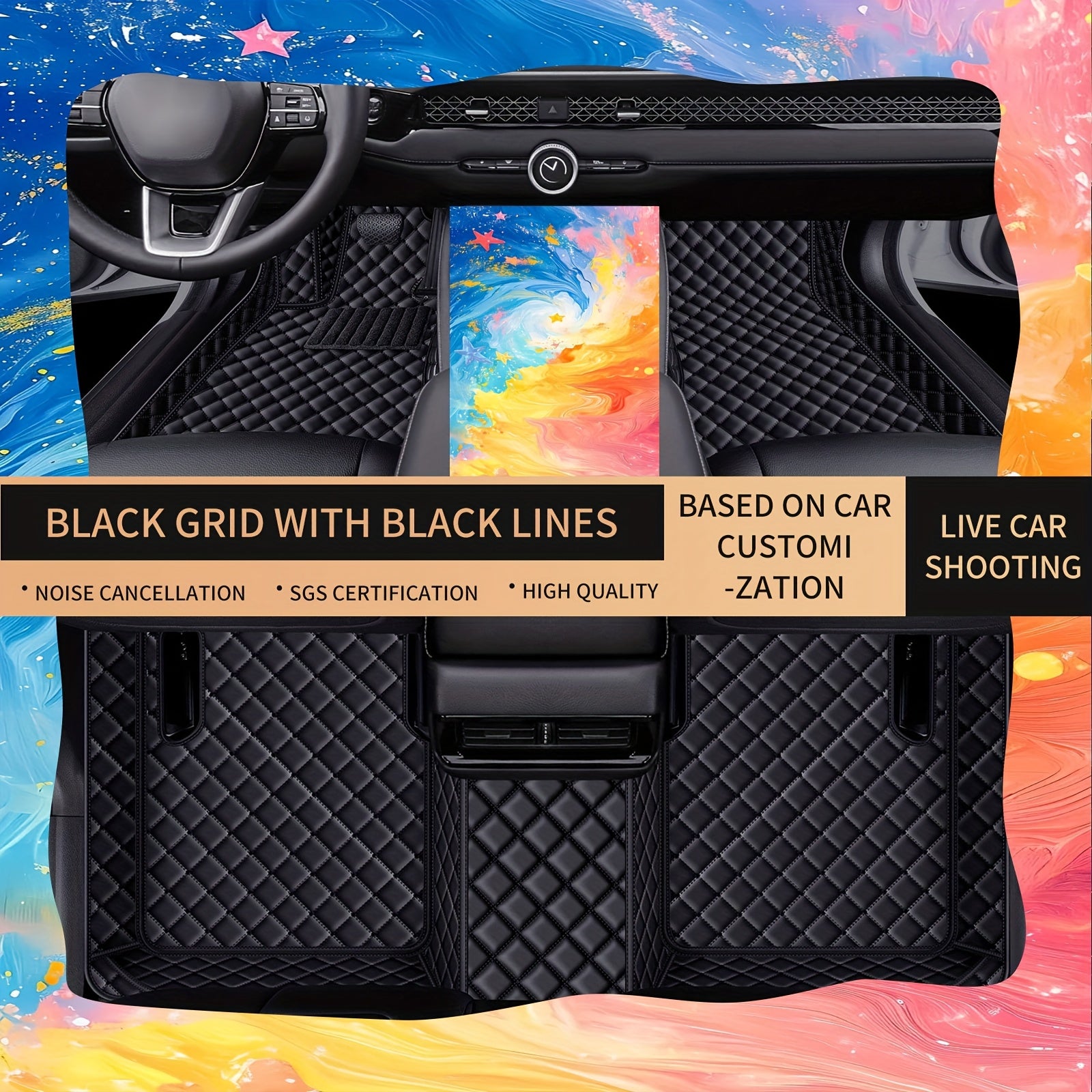 3-Piece Faux Leather Car Floor Mats Set All-Weather Protection Durable Auto Mats
