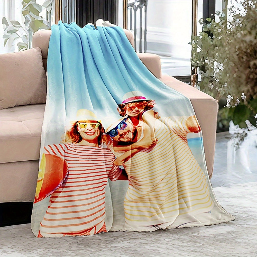 Personalized Photo Throw Blanket Soft Cozy Lightweight Polyester for All Seasons