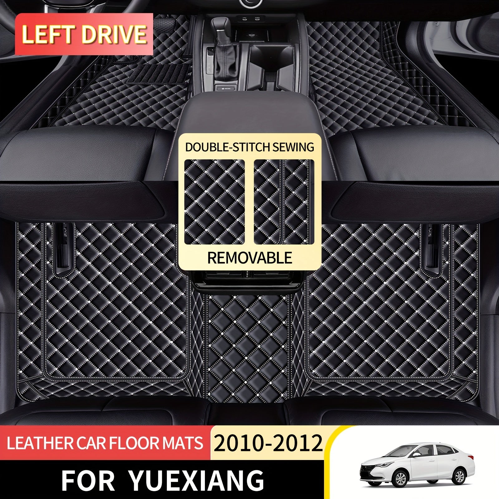 Car Floor Mat Set for Sedan PU Leather Luxury Easy to Clean Durable